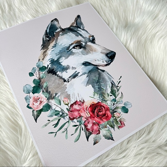 Wall Art Watercolor Wolf Portrait Illustration Print Poster Unframed - Picture 12 of 17